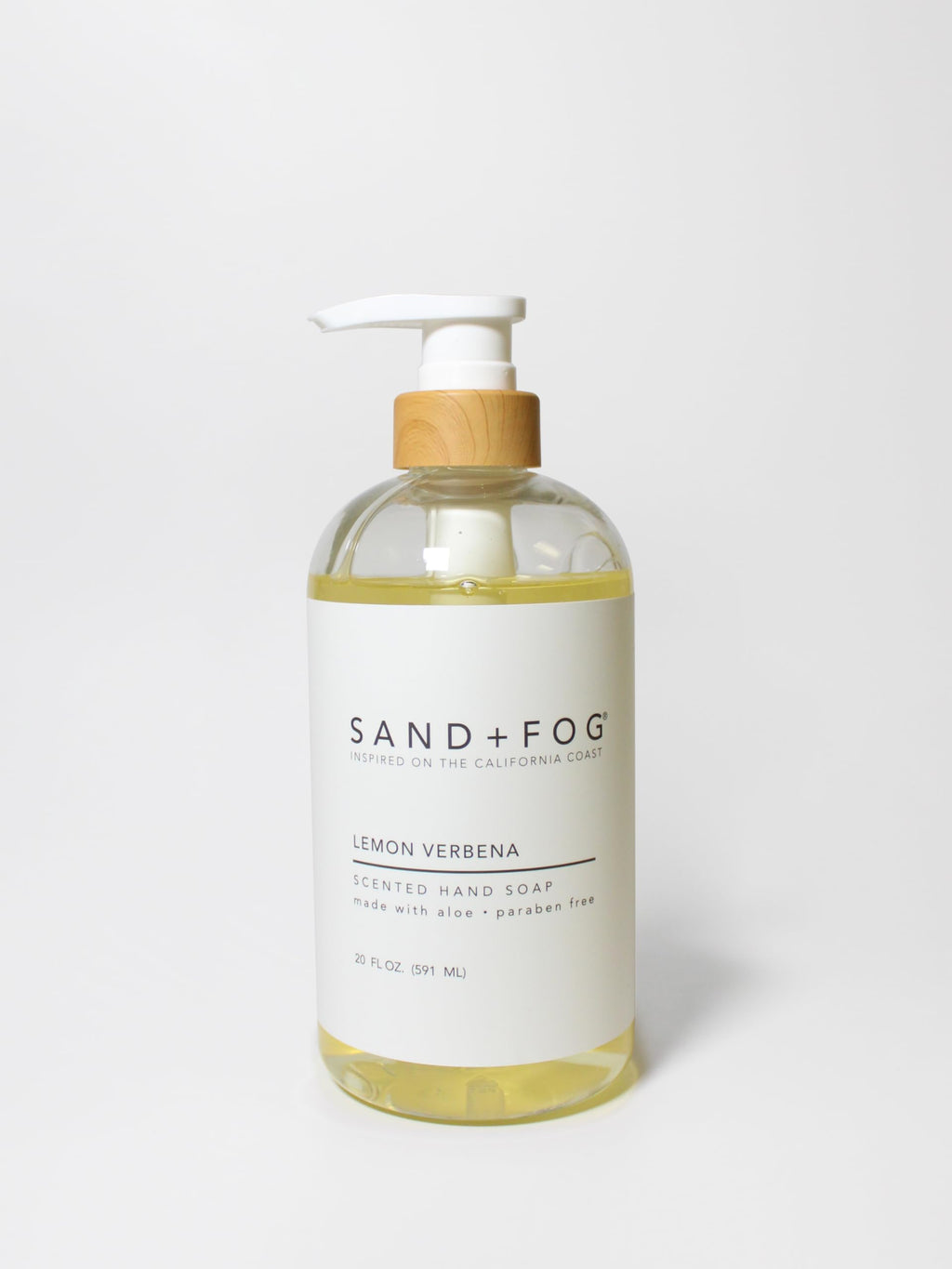 Sand + Fog Lemon Verbena Hand Soap – Scented Aloe Moisturizing Liquid Soap, Paraben Free, 20 oz