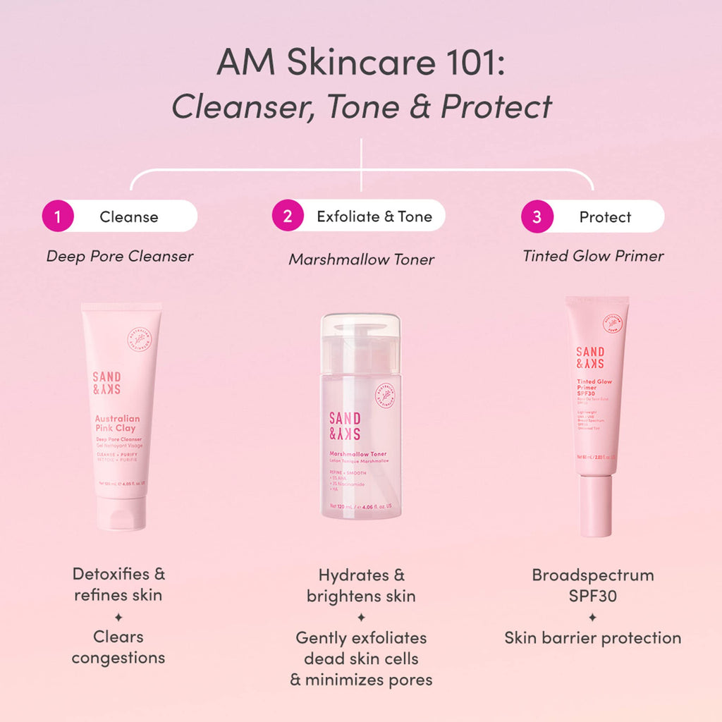 Sand & Sky Tinted Glow Primer SPF 30 – Australian Made Hydrating Primer with Rosy Tint & Broad Spectrum Protection