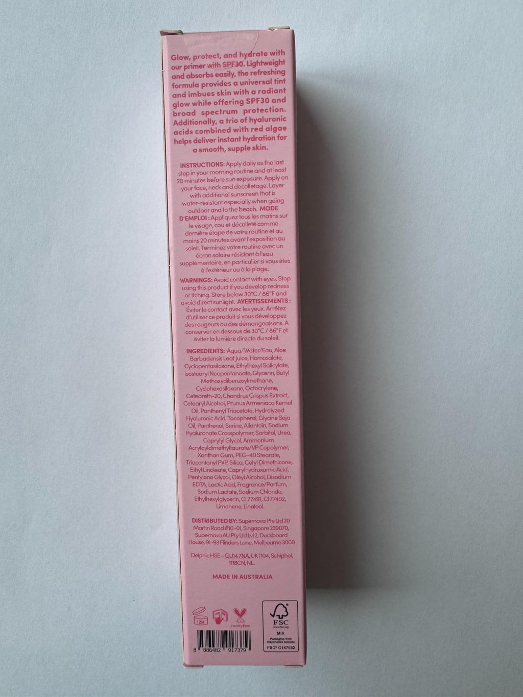 Sand & Sky Tinted Glow Primer SPF 30 – Australian Made Hydrating Primer with Rosy Tint & Broad Spectrum Protection