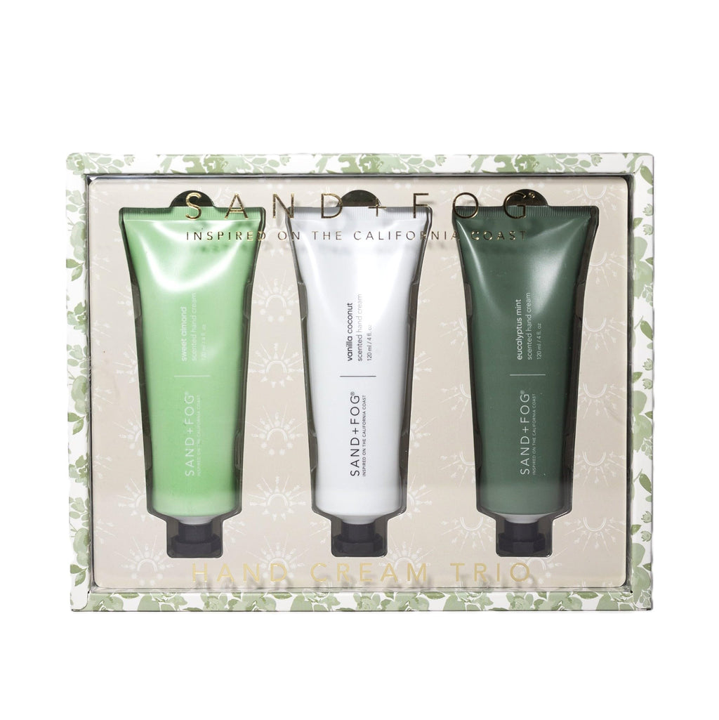 Sand + Fog Hand Cream Trio Set – Sweet Almond, Vanilla Coconut & Eucalyptus Mint | 3 x 4 oz