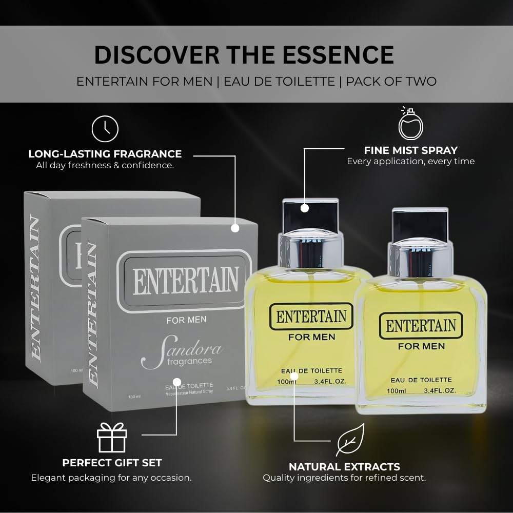 Sandora Fragrances Entertain for Men Duo – 2 × 3.4 fl oz Eau de Parfum