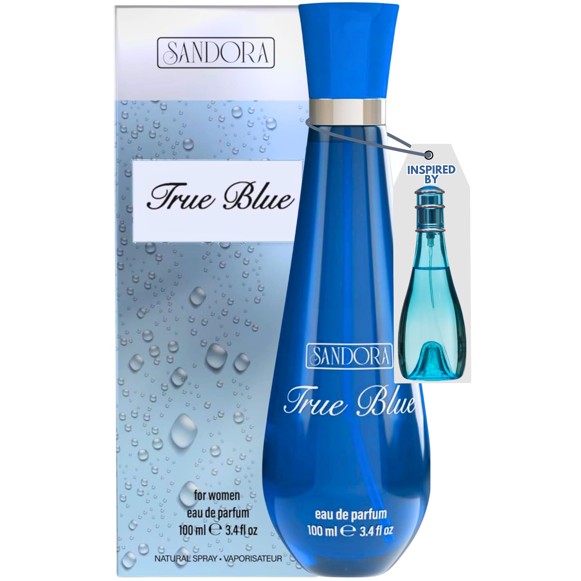 True Blue Woman Eau de Parfum by Sandora Fragrances – 100mL Fresh Aquatic Floral Scent