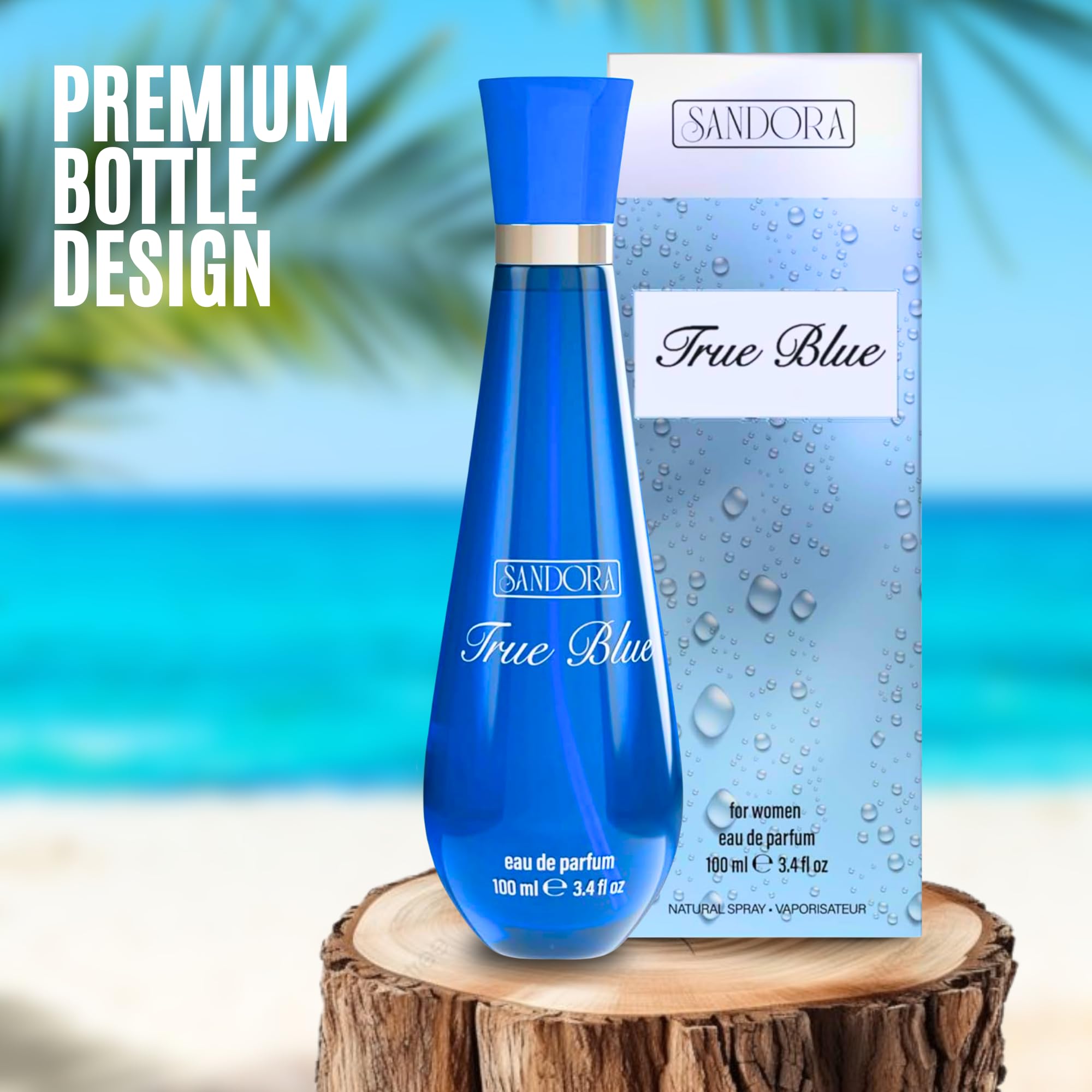 True Blue Woman Eau de Parfum by Sandora Fragrances – 100mL Fresh Aquatic Floral Scent