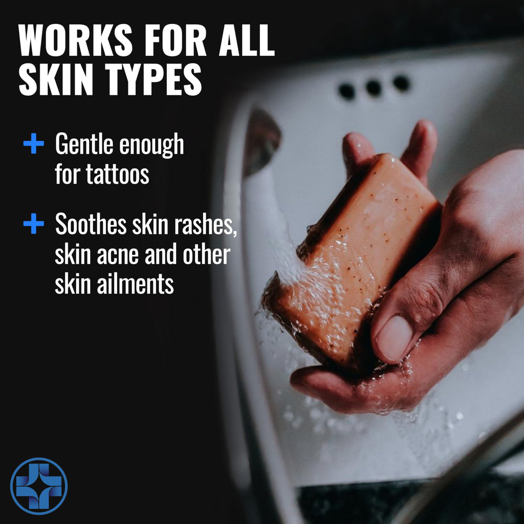 Saniderm Face & Body Bar – Citrus Tattoo Cleansing Soap with Sea Buckthorn Oil & Omega 7 (3 Bars)