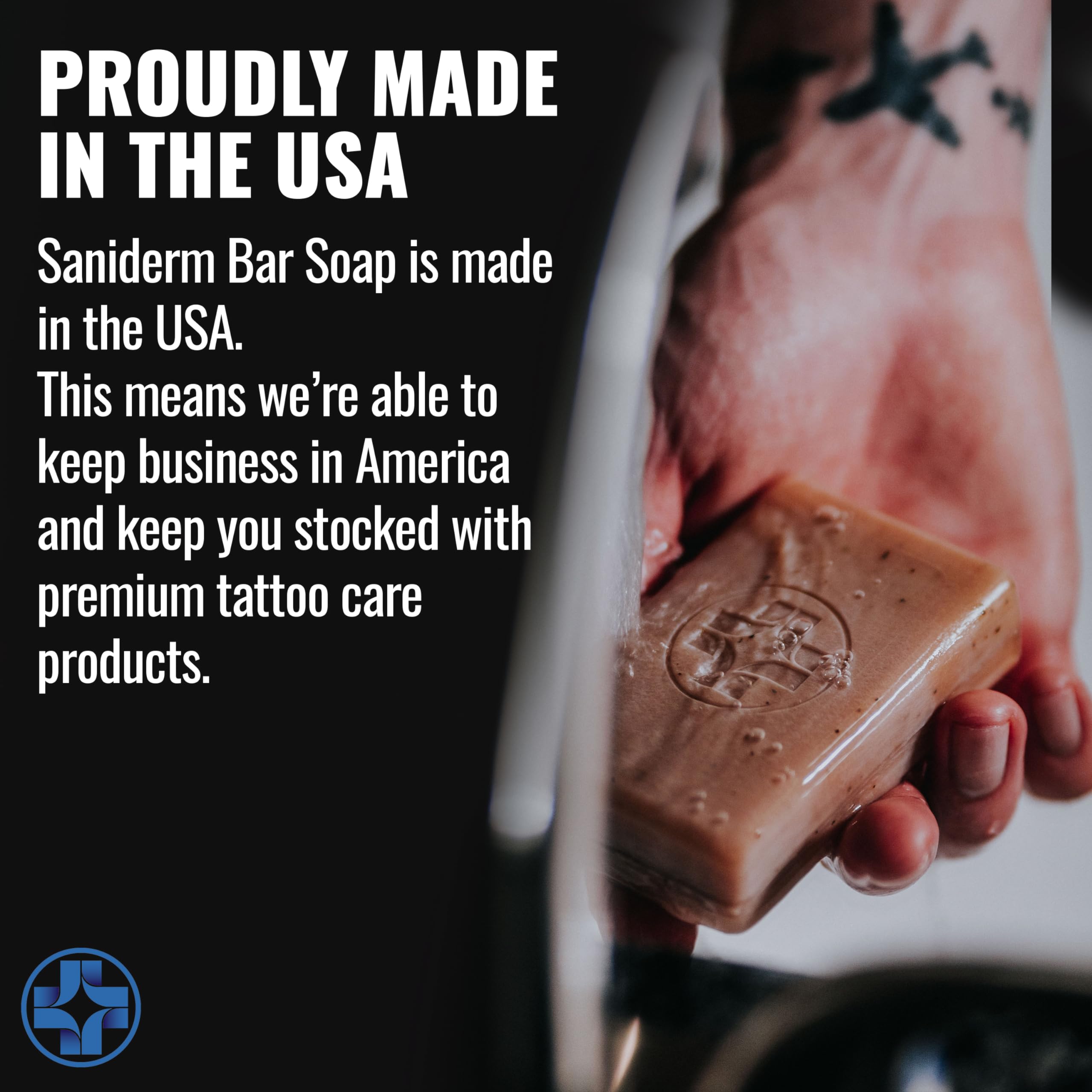 Saniderm Face & Body Bar – Citrus Tattoo Cleansing Soap with Sea Buckthorn Oil & Omega 7 (3 Bars)