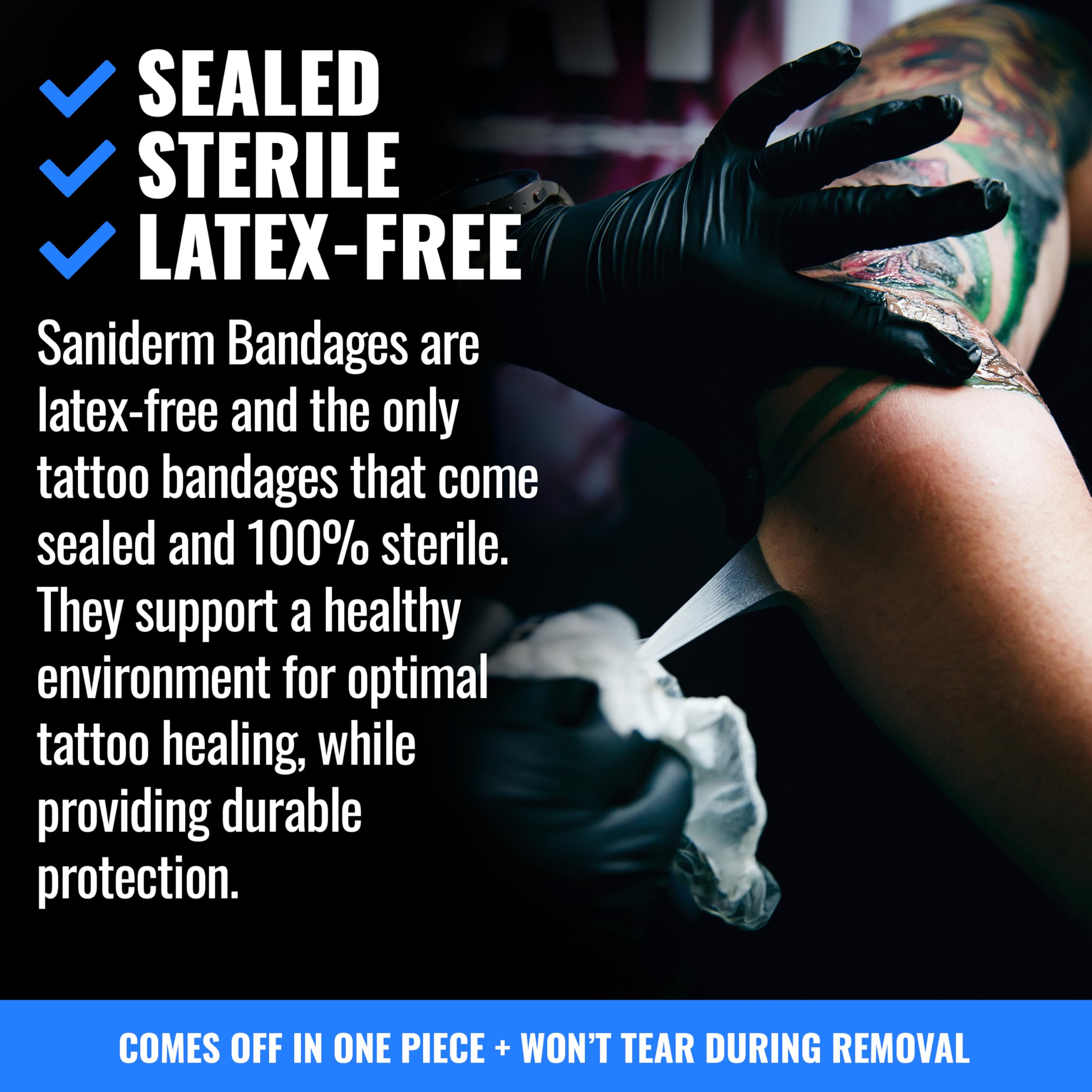 Saniderm Flex Tattoo Aftercare Bandage (New) 6 in x 8 yd – Ultra-Flexible, Matte Finish, Waterproof