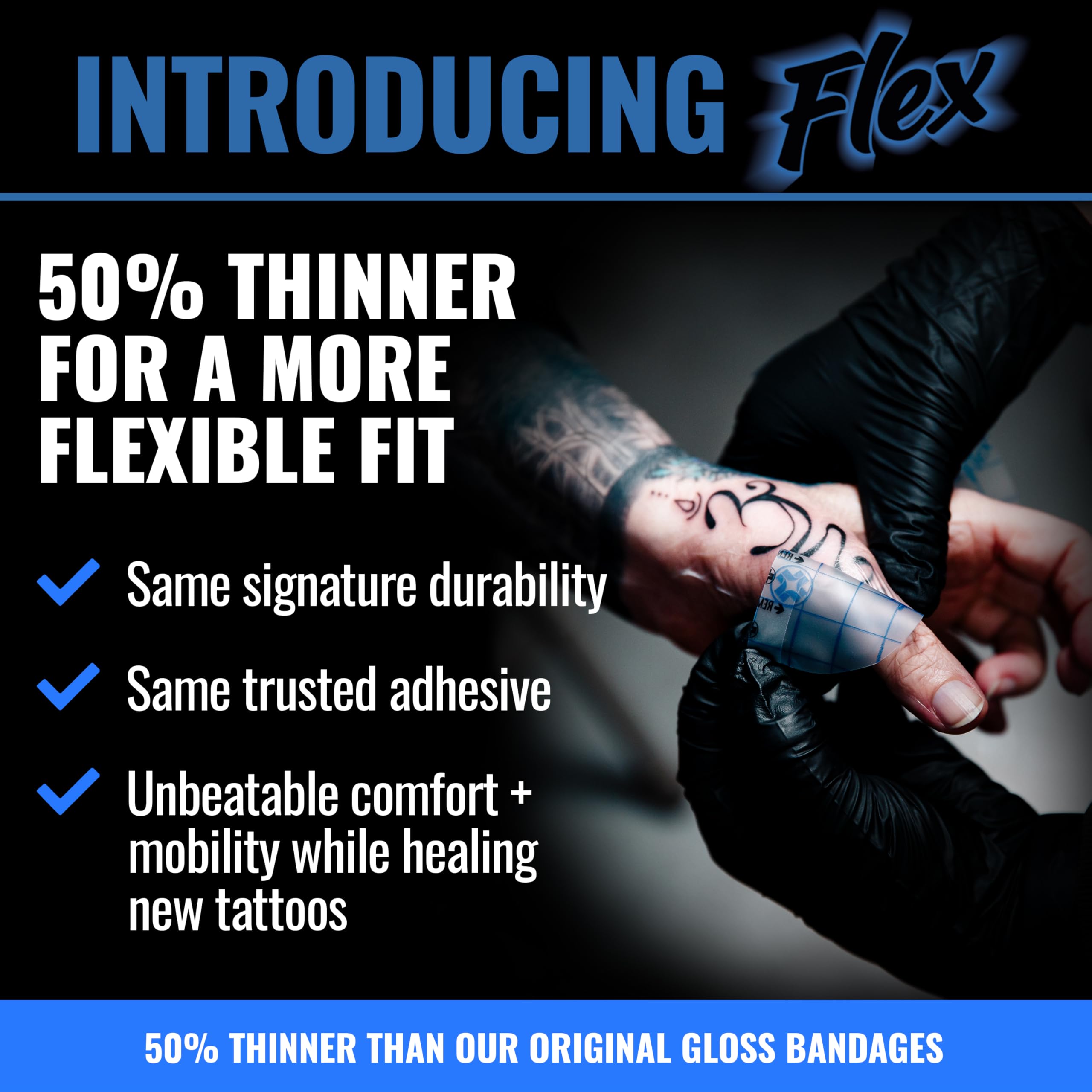 Saniderm Flex Tattoo Aftercare Bandage (New) 6 in x 8 yd – Ultra-Flexible, Matte Finish, Waterproof