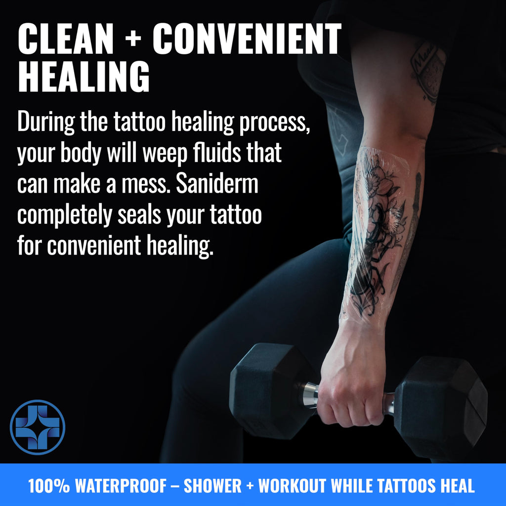 Saniderm Tattoo Aftercare Bandage – 3 Sheets (Medium Pack, 6 x 8 in) | Sterile, Waterproof, Latex-Free