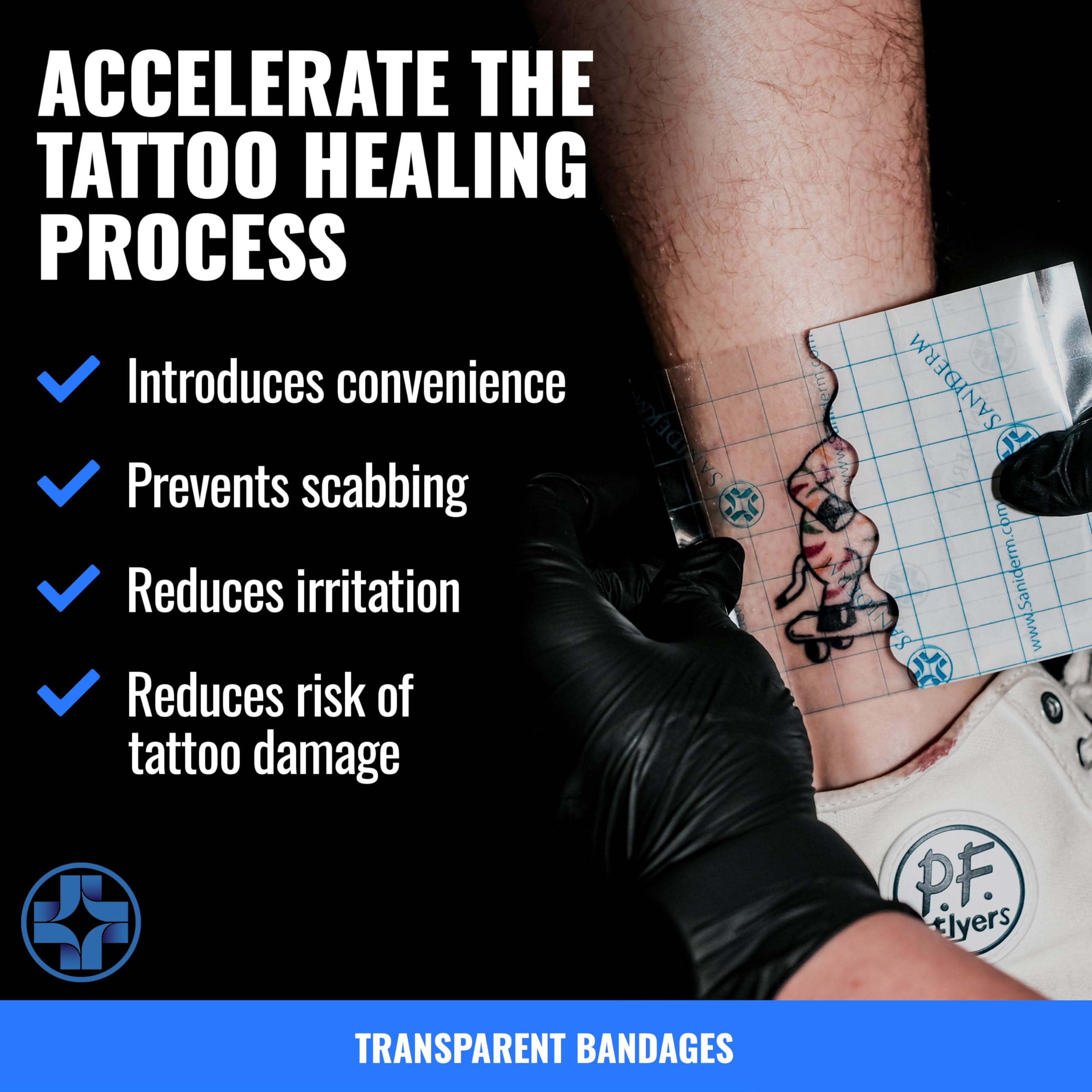 Saniderm Tattoo Aftercare Bandage – 3 Sheets (Medium Pack, 6 x 8 in) | Sterile, Waterproof, Latex-Free