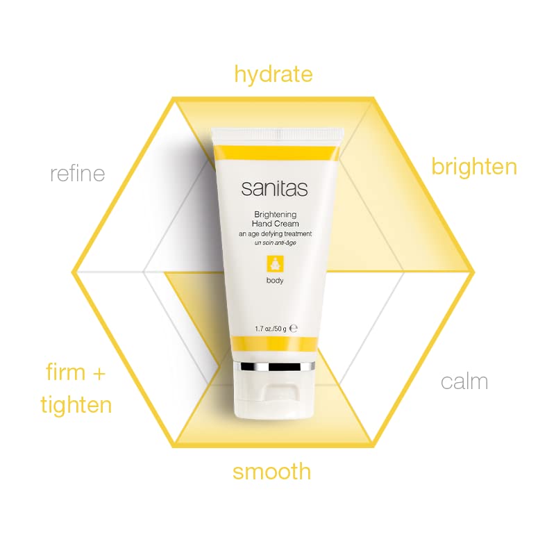 Sanitas Skincare Brightening Hand Cream with Vitamin C – Hydrating Hand Lotion, 1.7 oz