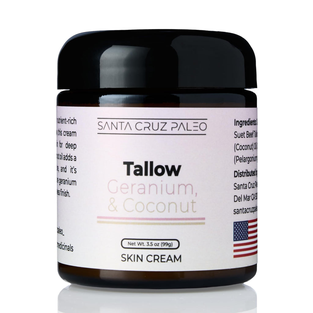 Santa Cruz Paleo Geranium & Coconut Moisturizer — Grassfed Beef Tallow Skincare