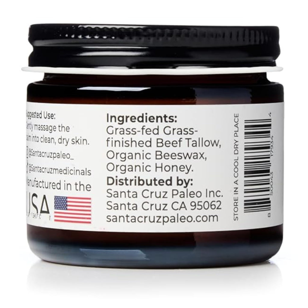 Santa Cruz Paleo Beef Tallow Honey Moisturizer — Unscented, Non-Comedogenic, 2 oz