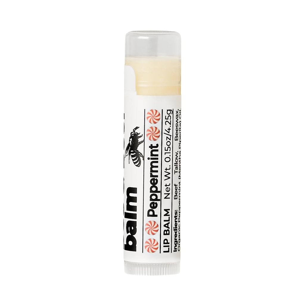 Santa Cruz Paleo Grass Fed Beef Tallow & Beeswax Peppermint Lip Balm – 4 Pack, Hypoallergenic & Long-Lasting