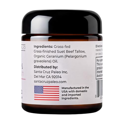 Santa Cruz Paleo Suet Beef Tallow Moisturizer – Geranium, Organic