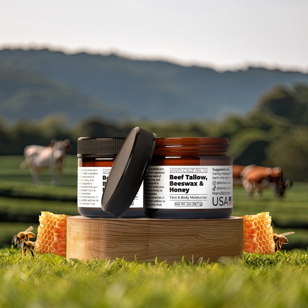 Santa Cruz Paleo Beef Tallow Honey Moisturizer — Unscented, Non-Comedogenic, 2 oz