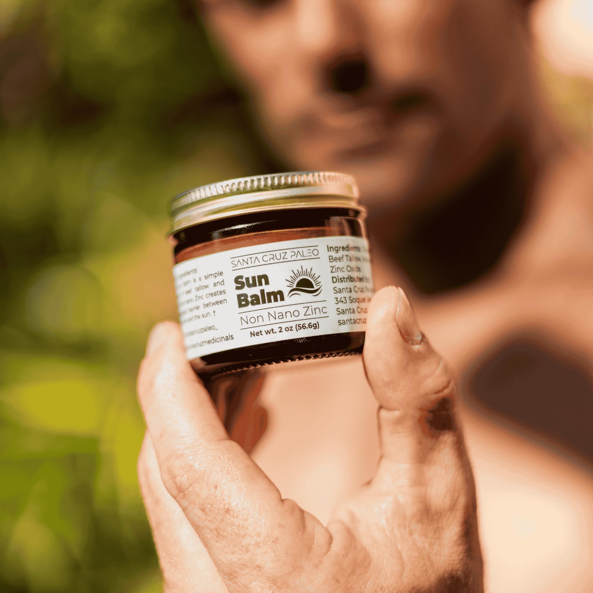 Santa Cruz Paleo Beef Tallow Sun Balm with Non-Nano Zinc Oxide – Unscented, Sunscreen Free, 2 oz