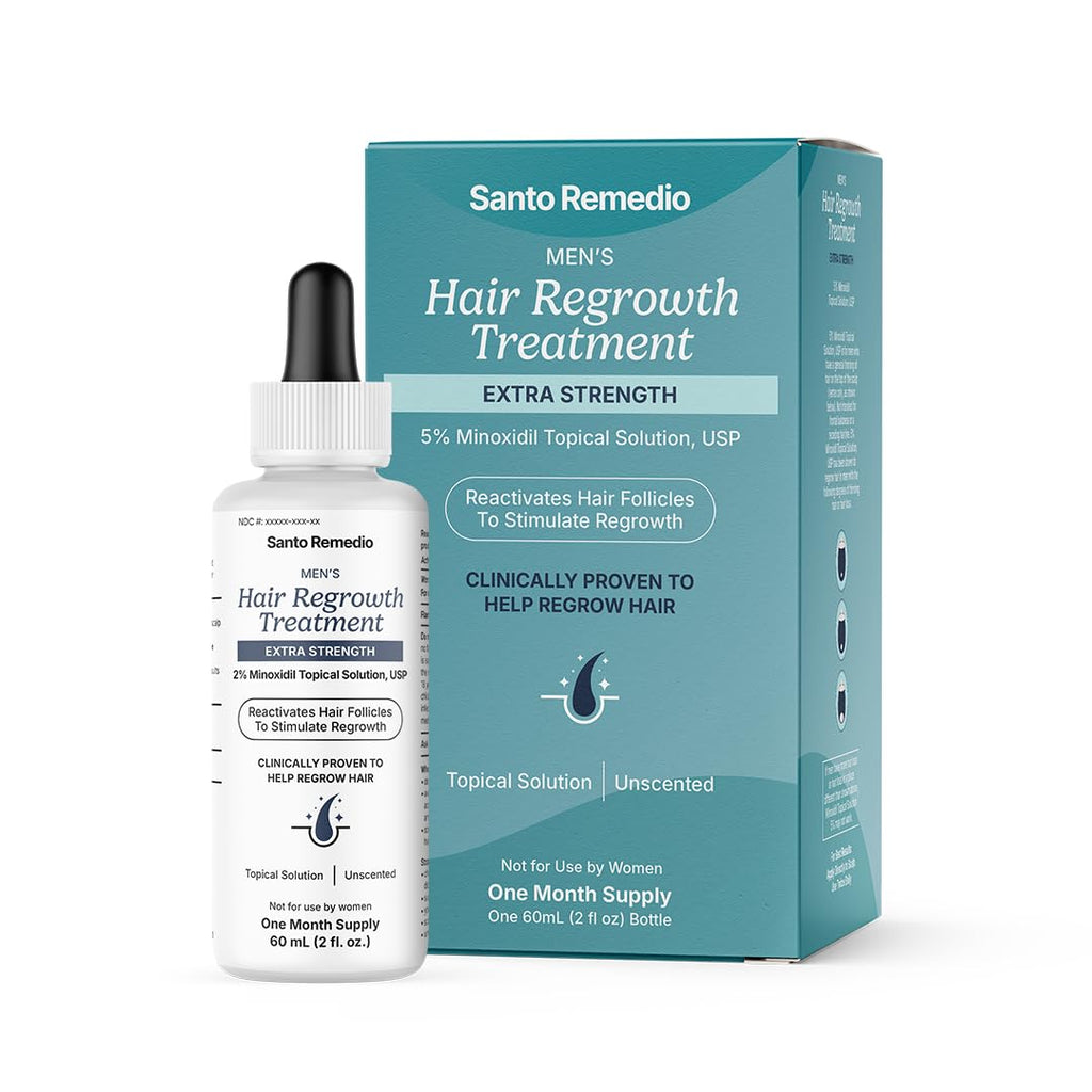 Santo Remedio Men’s Hair Regrowth Treatment – 5% Minoxidil, Fragrance Free, 1-Month Supply