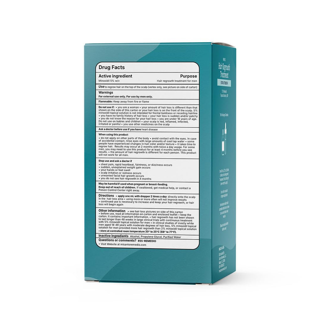 Santo Remedio Men’s Hair Regrowth Treatment – 5% Minoxidil, Fragrance Free, 1-Month Supply