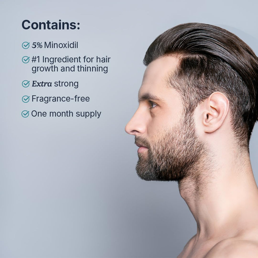 Santo Remedio Men’s Hair Regrowth Treatment – 5% Minoxidil, Fragrance Free, 1-Month Supply