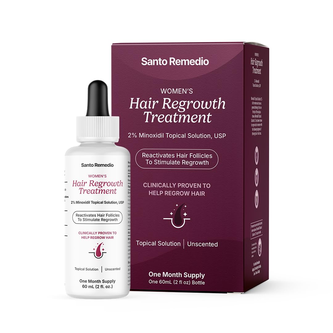 Santo Remedio Women’s Hair Regrowth Treatment – 2% Minoxidil, Fragrance-Free, 1-Month Supply