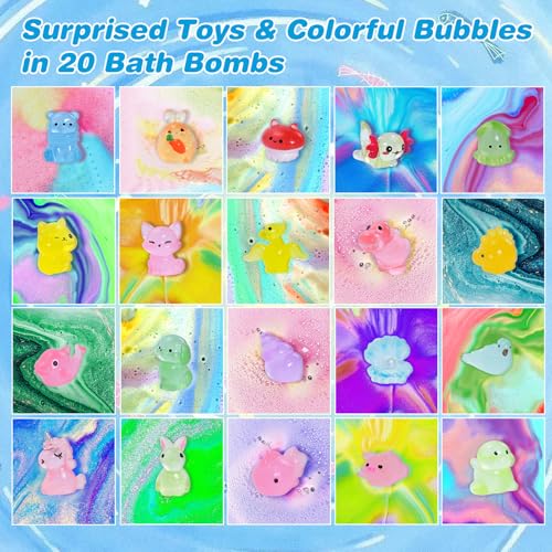 Santrela Bath Bombs for Kids — 20-Pack Surprise Toy Bath Fizzies Gift Set