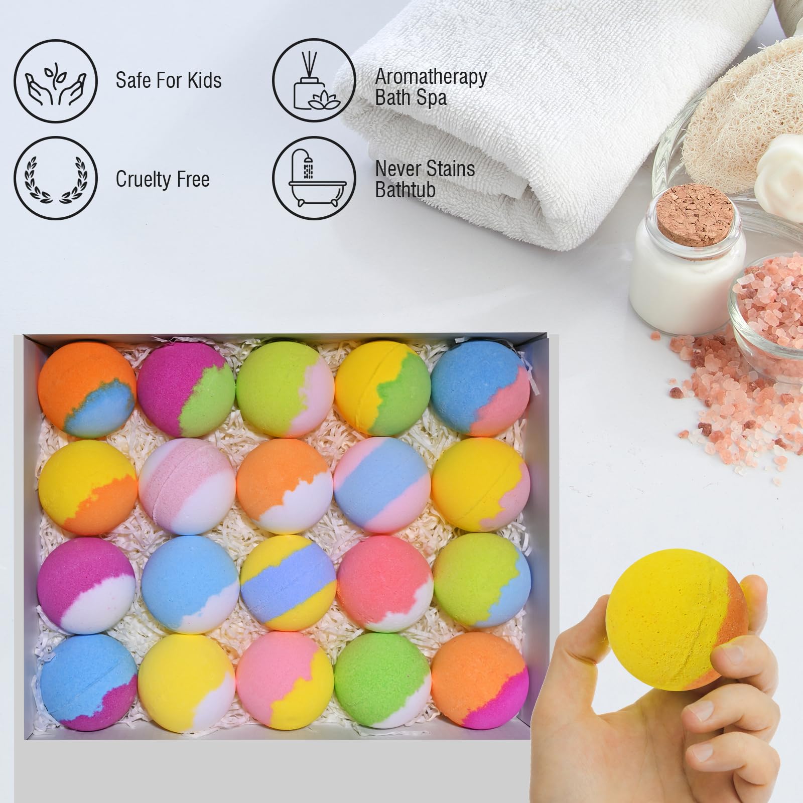 Santrela Bath Bombs for Kids — 20-Pack Surprise Toy Bath Fizzies Gift Set