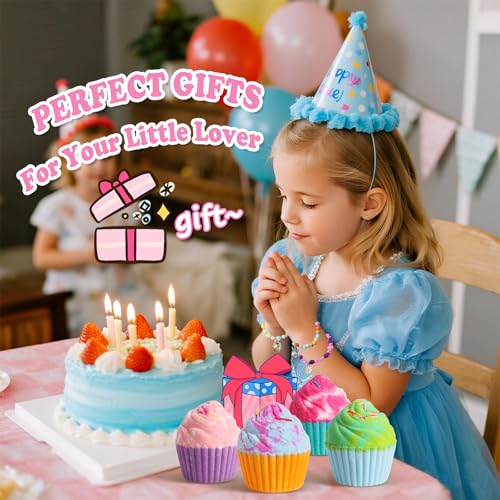 Santrela Cupcake Bath Bombs for Kids – 8-Pack Gift Set with Surprise Jewelry Inside