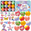 Santrela Kids Bath Bombs with Surprise Inside – 12pc Gift Set with Mermaid Toys & Hair Clips