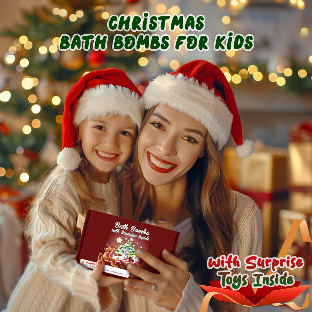 Sanyi Christmas Bath Bombs for Kids with Surprise Toys Inside – 6 Pack Stocking Stuffers