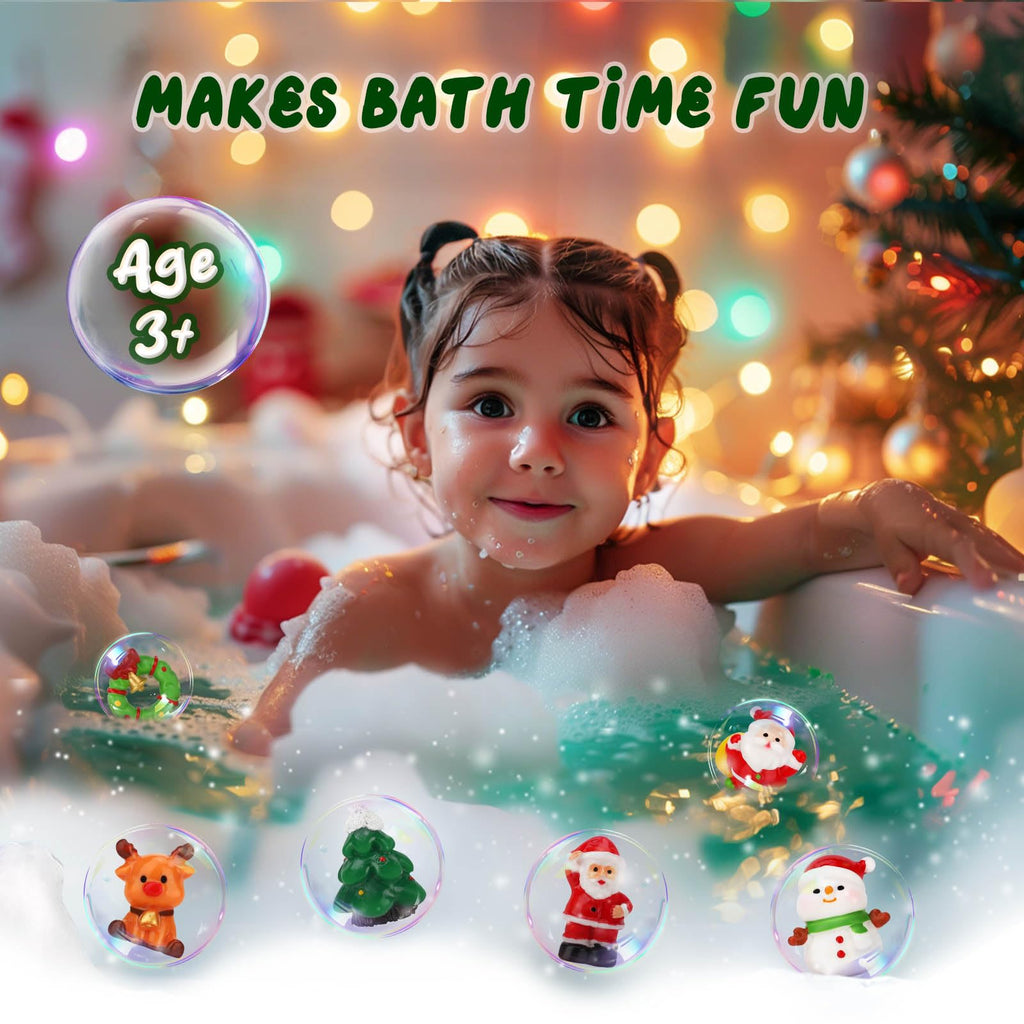Sanyi Christmas Bath Bombs for Kids with Surprise Toys Inside – 6 Pack Stocking Stuffers
