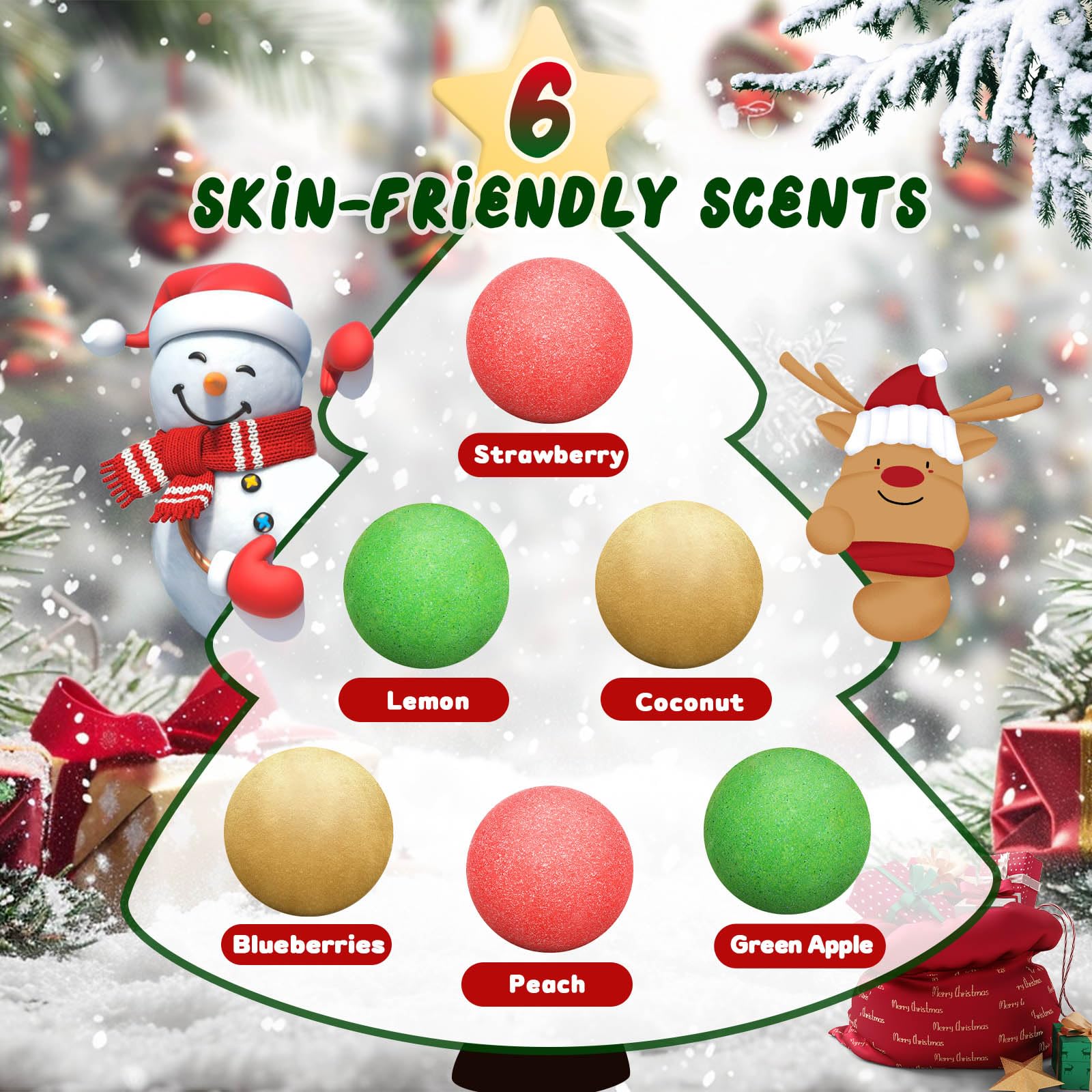 Sanyi Christmas Bath Bombs for Kids with Surprise Toys Inside – 6 Pack Stocking Stuffers