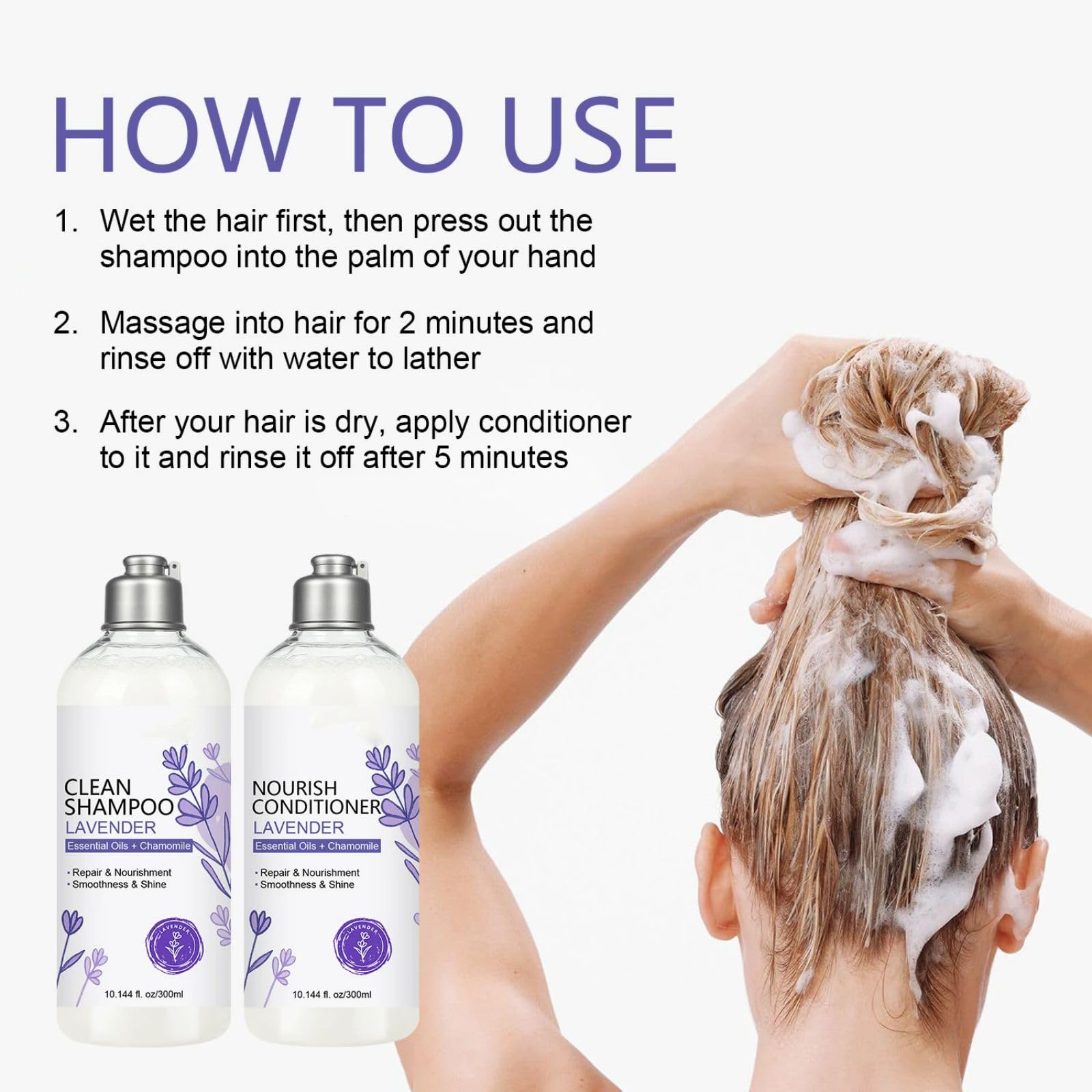 SANZHUAN Lavender Shampoo & Conditioner Set – Strengthen, Hydrate & Shine Hair