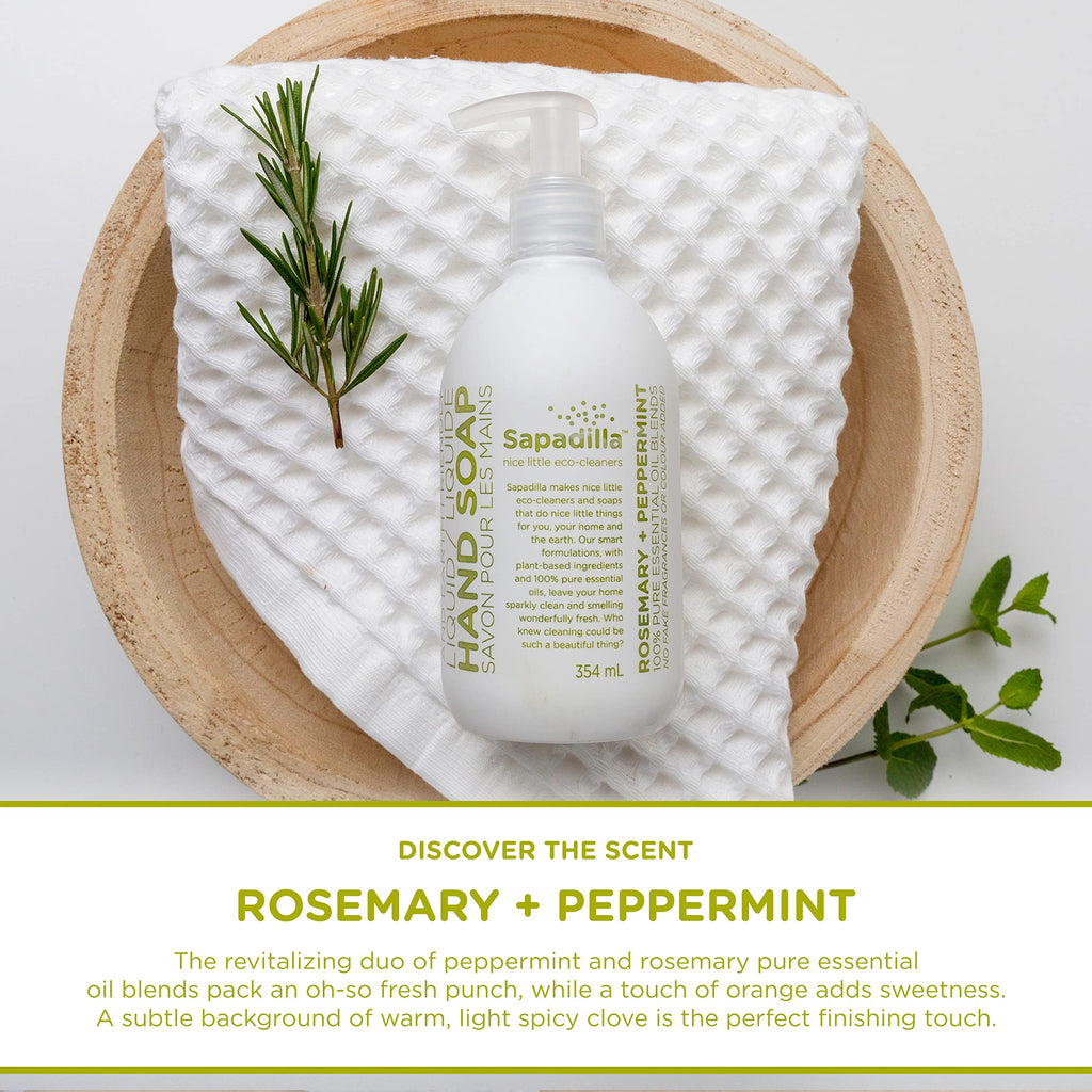 Sapadilla Rosemary + Peppermint Liquid Hand Soap | 12 oz x2 Pack – Plant-Based, Biodegradable