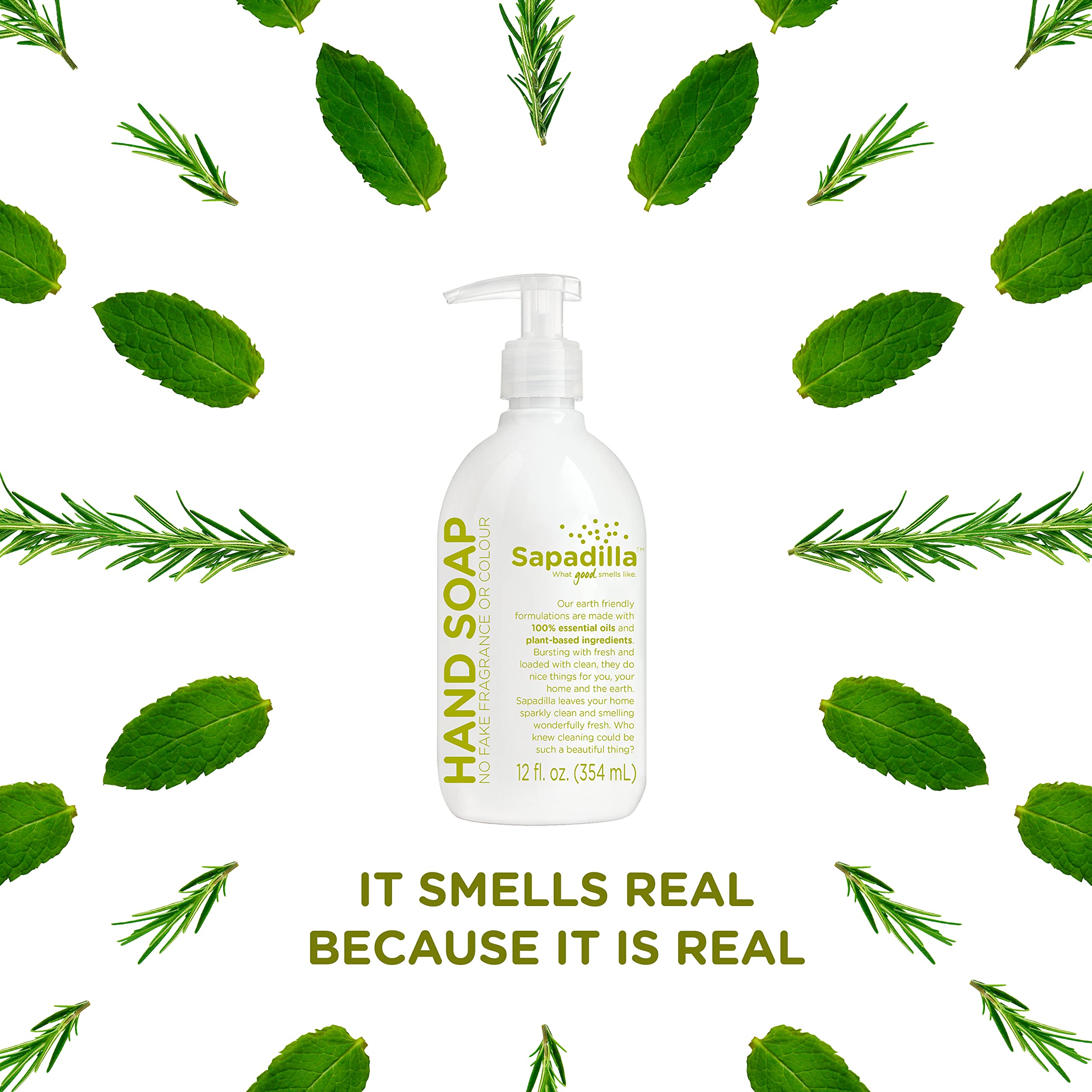 Sapadilla Rosemary + Peppermint Liquid Hand Soap | 12 oz x2 Pack – Plant-Based, Biodegradable