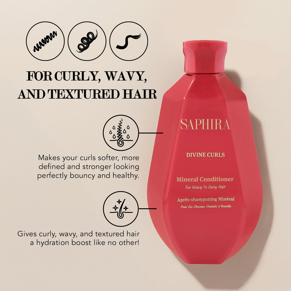Divine Curls Conditioner by Saphira – 8.5oz / 250ml for Hydrated, Defined Curls