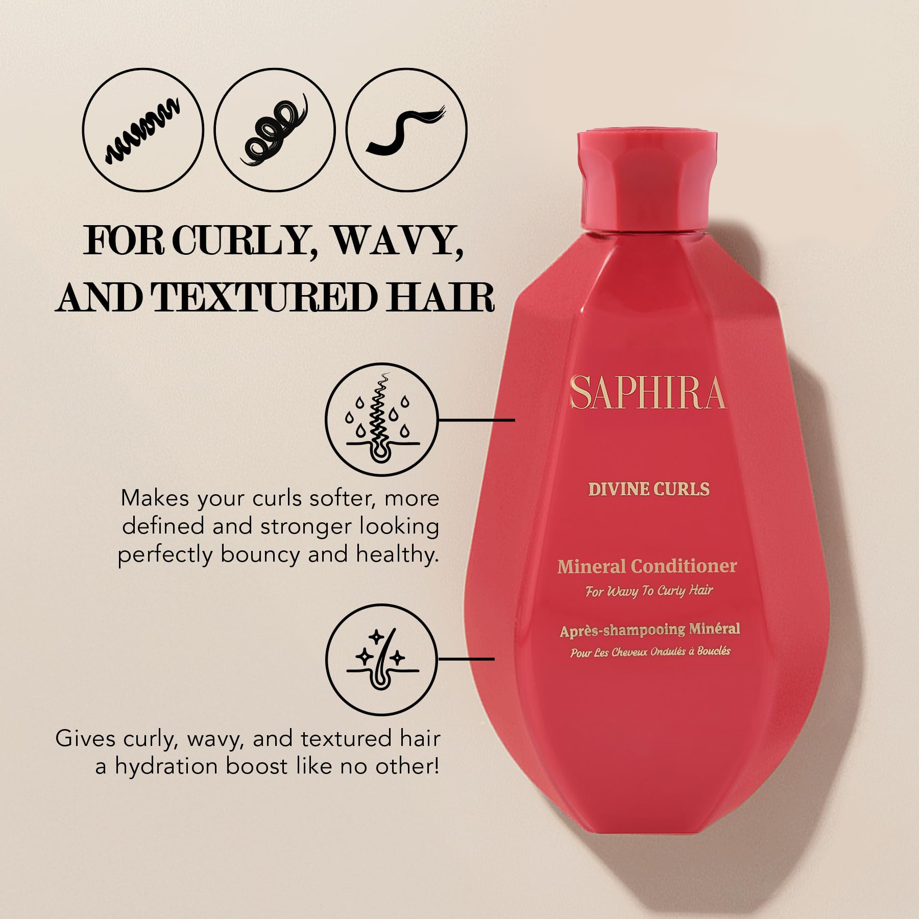 Divine Curls Conditioner by Saphira – 8.5oz / 250ml for Hydrated, Defined Curls
