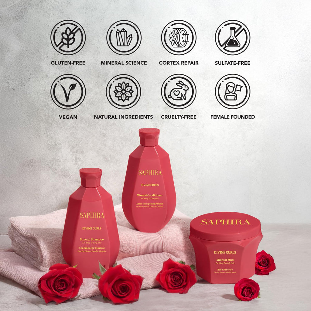 Saphira Divine Curls Shampoo & Conditioner Duo (34oz/1 Liter) – Hydrating Curl Care