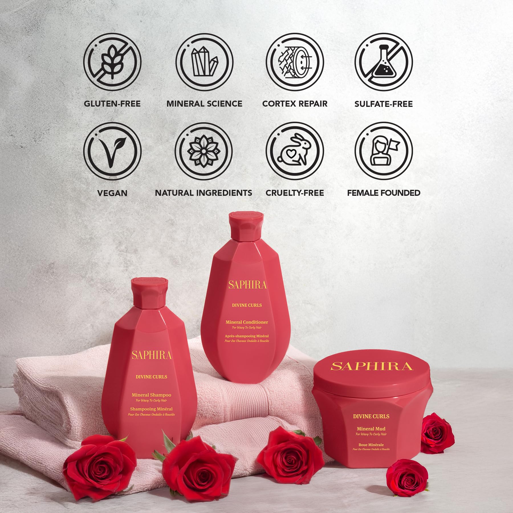 Saphira Divine Curls Kit – Shampoo, Mud, and Curl Cream for Curly Hair