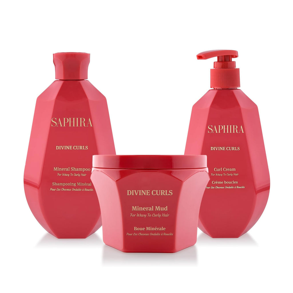 Saphira Divine Curls Kit – Shampoo, Mud, and Curl Cream for Curly Hair