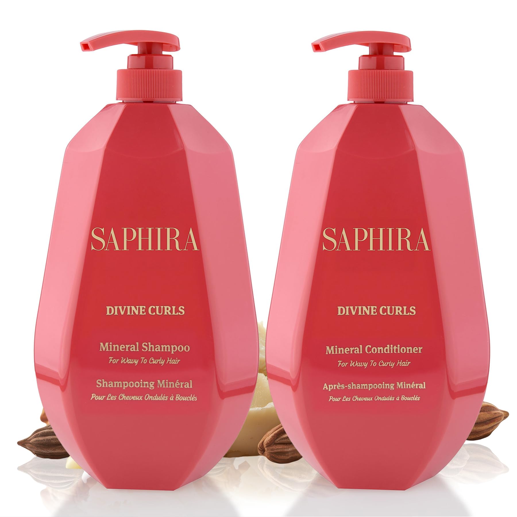 Saphira Divine Curls Shampoo & Conditioner Duo (34oz/1 Liter) – Hydrating Curl Care
