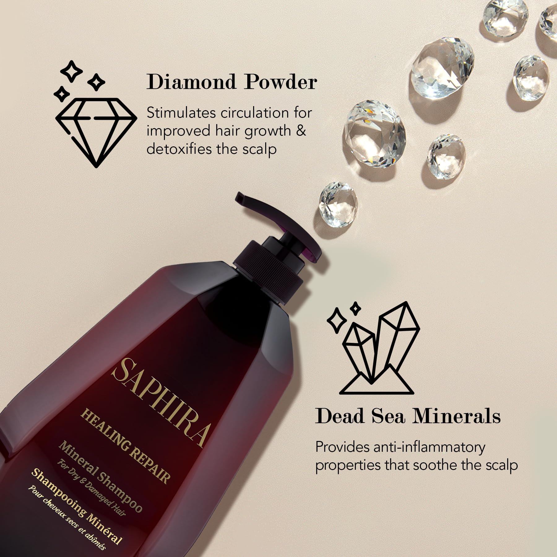 Saphira Healing Repair Shampoo 34oz / 1000ml – Mineral Moisturizing Hydration