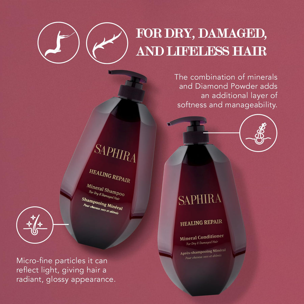Saphira Healing Repair Shampoo & Conditioner Duo – 34oz / 1 Liter