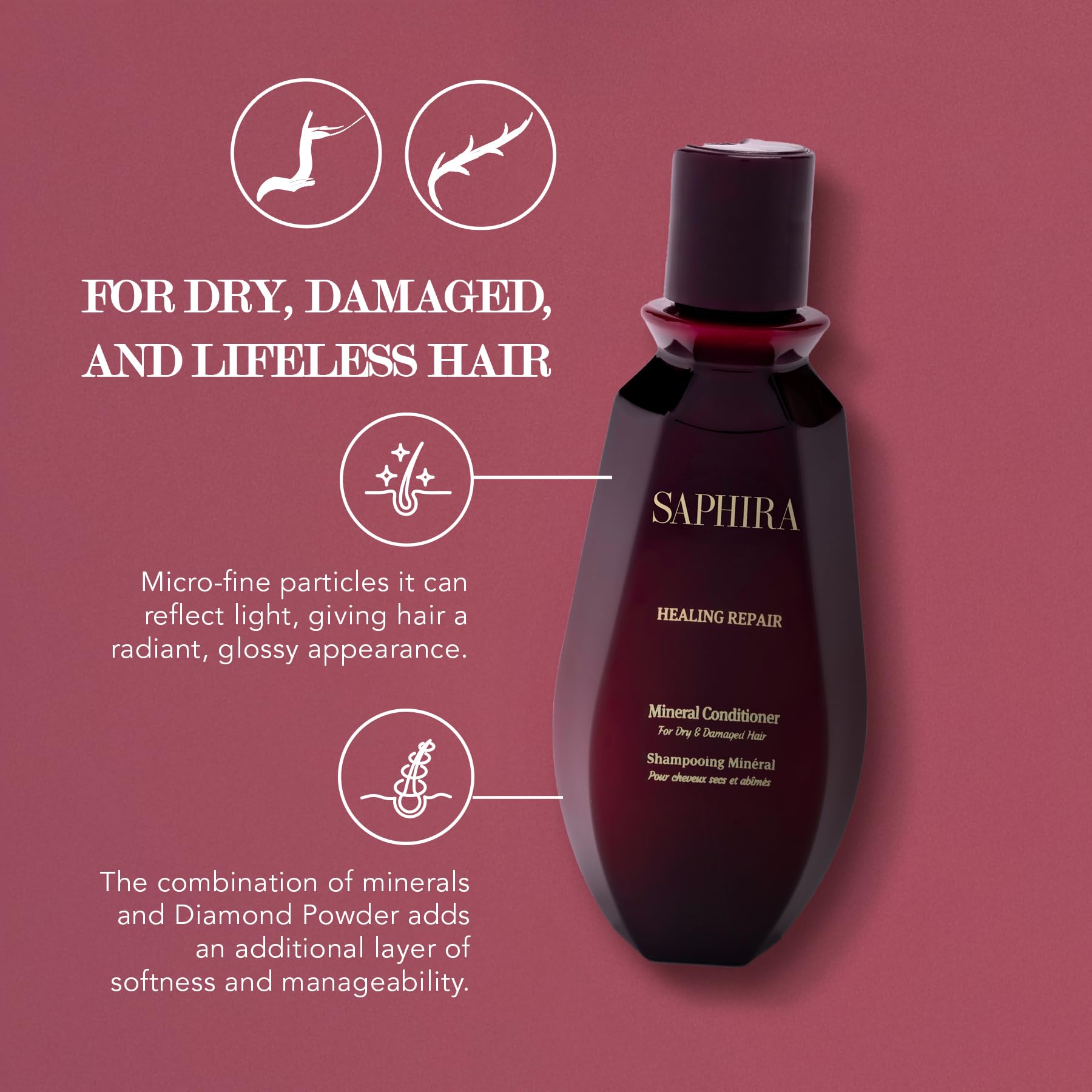 Saphira Healing Repair Conditioner 3oz / 90ml | Nourish, Detangle & Smooth Hair
