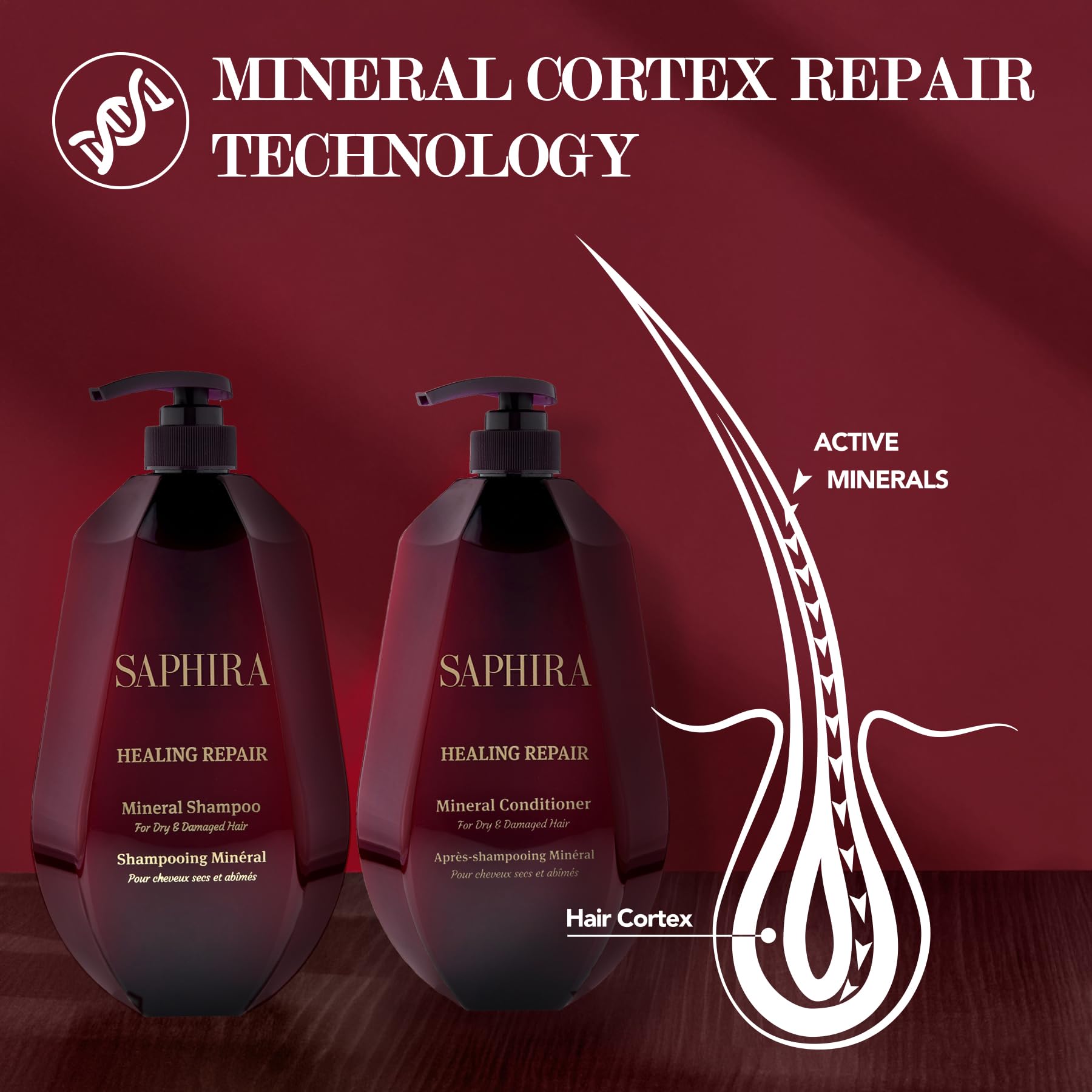Saphira Healing Repair Shampoo & Conditioner Duo – 34oz / 1 Liter