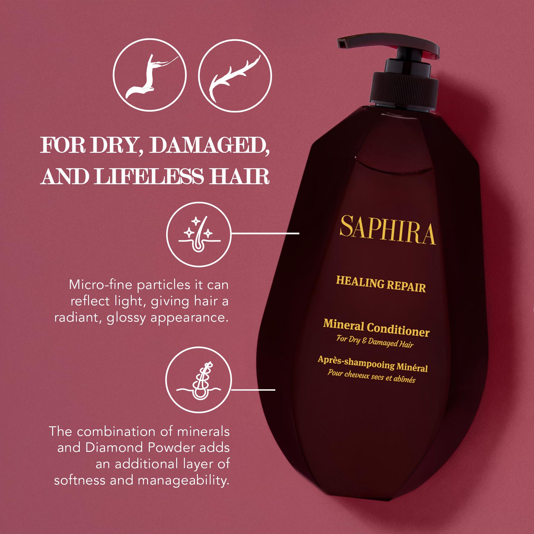 Saphira Healing Repair Conditioner 34oz / 1000ml – Nourishing Detangler & Repair
