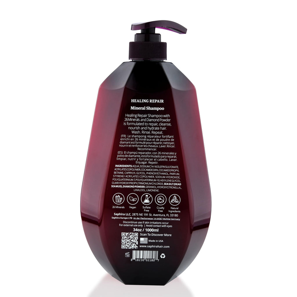 Saphira Healing Repair Shampoo 34oz / 1000ml – Mineral Moisturizing Hydration