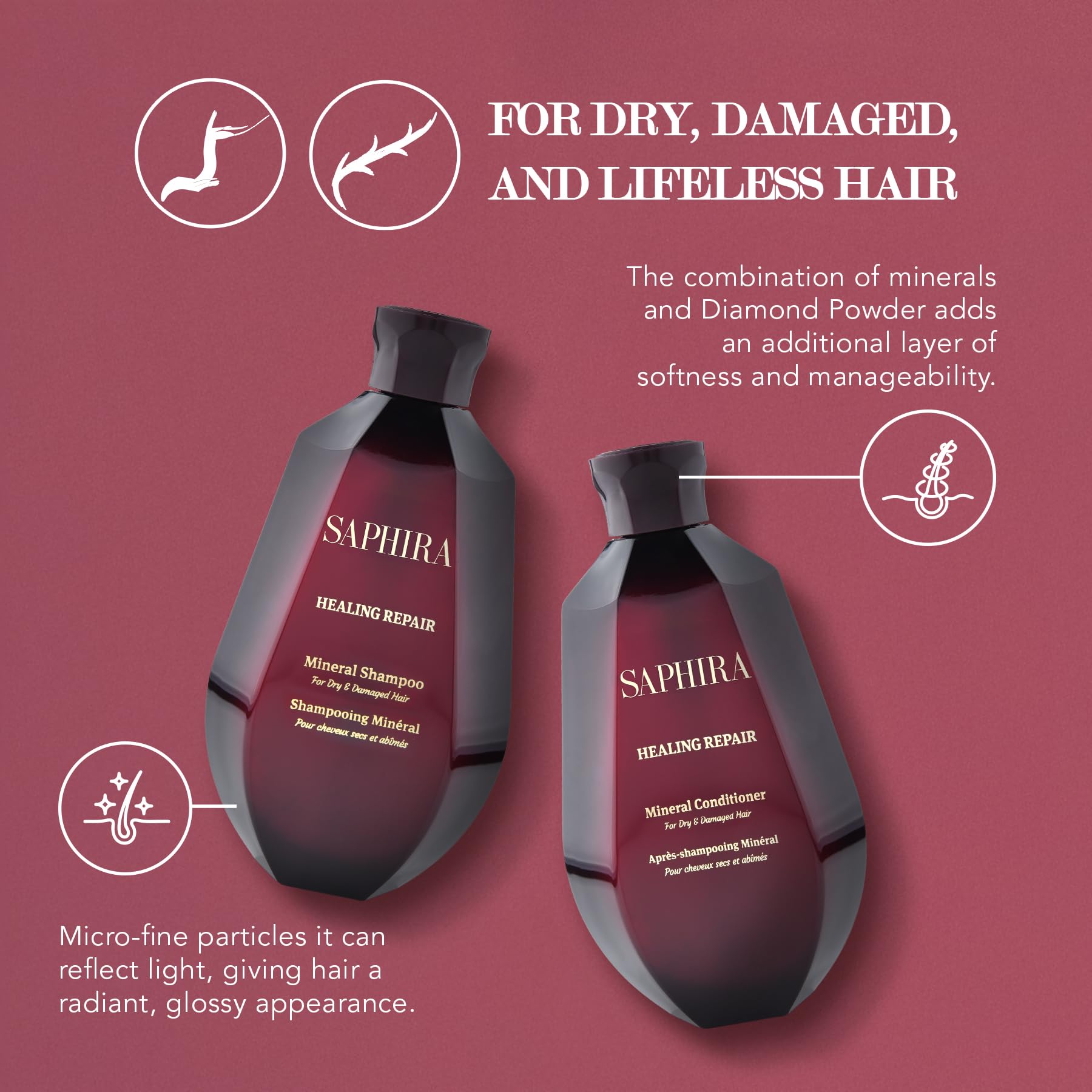 Saphira Healing Repair Shampoo & Conditioner Duo – 8.5oz / 250ml