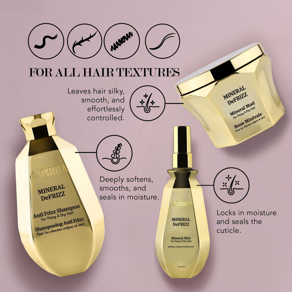 Saphira Mineral DeFrizz Kit — Shampoo, Mud & Mineral Mist