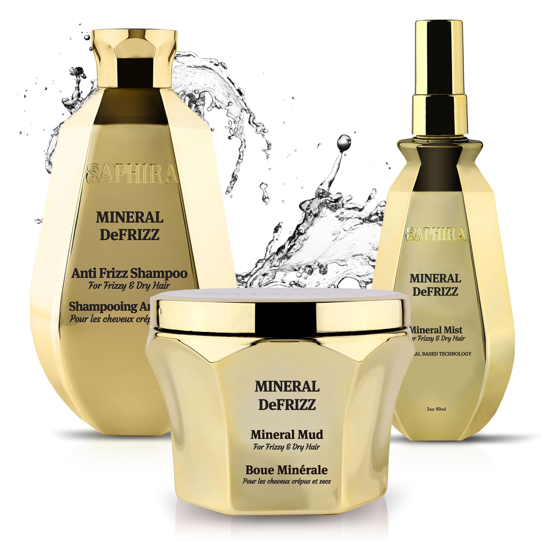 Saphira Mineral DeFrizz Kit — Shampoo, Mud & Mineral Mist