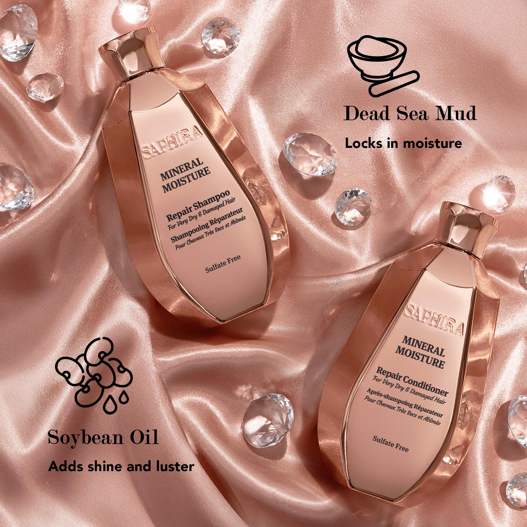 Saphira Mineral Moisture Repair Shampoo & Conditioner Duo Set – 250 ml / 8.5 oz